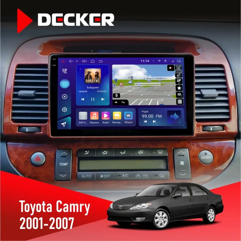 Штатна магнітола Toyota Camry 30 2001-2007 Wood DECKER D9-005 4X64, DSP, 360, 4G, 2K