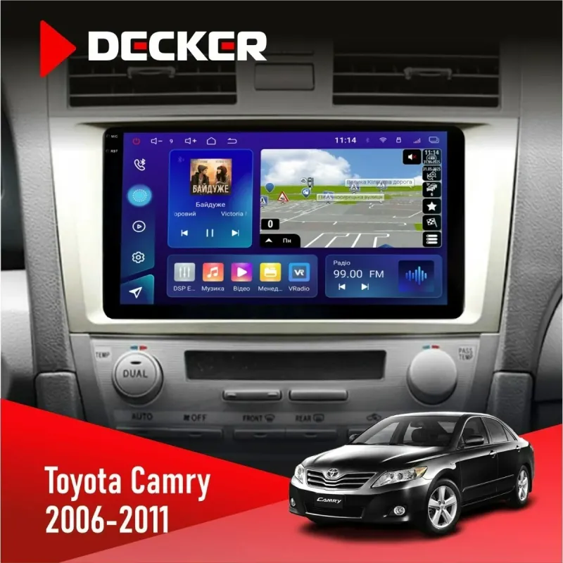 Штатна магнітола Toyota Camry 40 2006-2011 AMP DECKER D9-005 4X64, DSP, 360, 4G, 2K