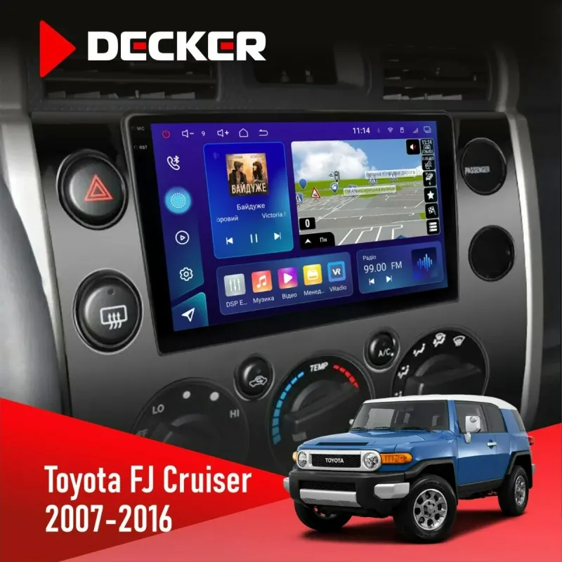Штатна магнітола Toyota FJ Cruiser 2007-2016 DECKER D9-005 4X64, DSP, 360, 4G, 2K