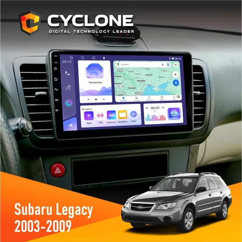 Штатна магнітола Subaru Legacy 2003-2009 CYCLONE C9-008 4X64, DSP