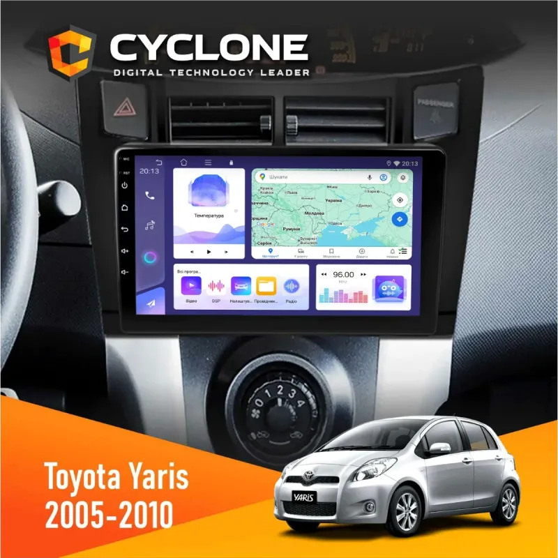 Штатна магнітола Toyota Yaris 2005-2010 CYCLONE C9-008 4X64, DSP