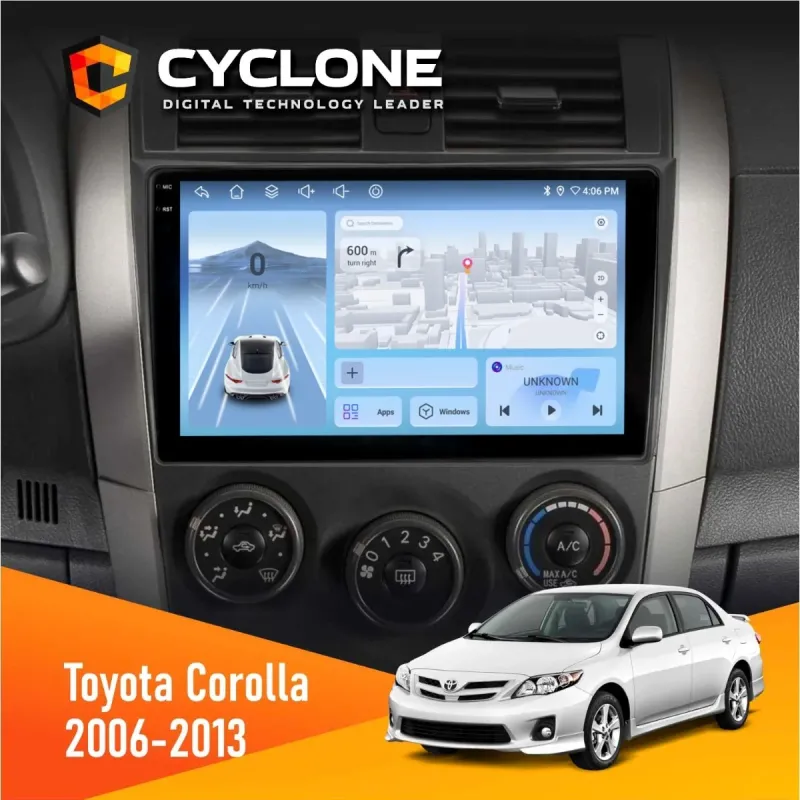 Штатна магнітола Toyota Corolla 2006-2013 CYCLONE C9-009 4X64, DSP, 4G, 2K