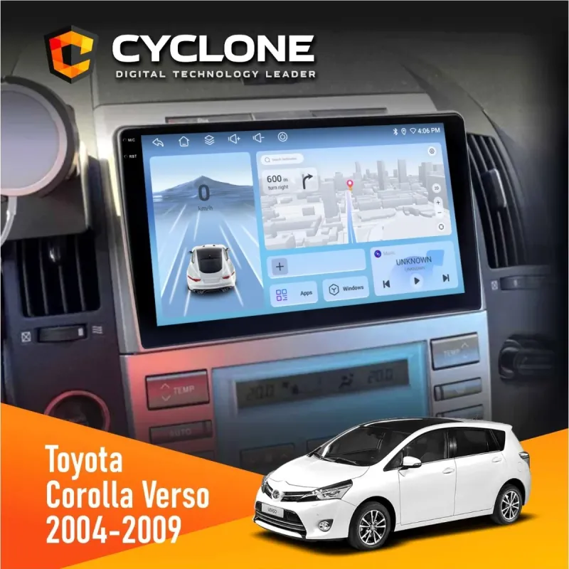 Штатна магнітола Toyota Corolla Verso 2004-2009 CYCLONE C9-009 4X64, DSP, 4G, 2K