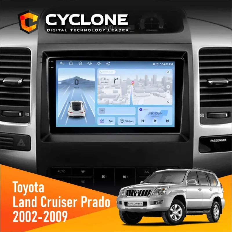 Штатна магнітола Toyota Land Cruiser Prado (120) 2002-2009 CYCLONE C9-009 4X64, DSP, 4G, 2K