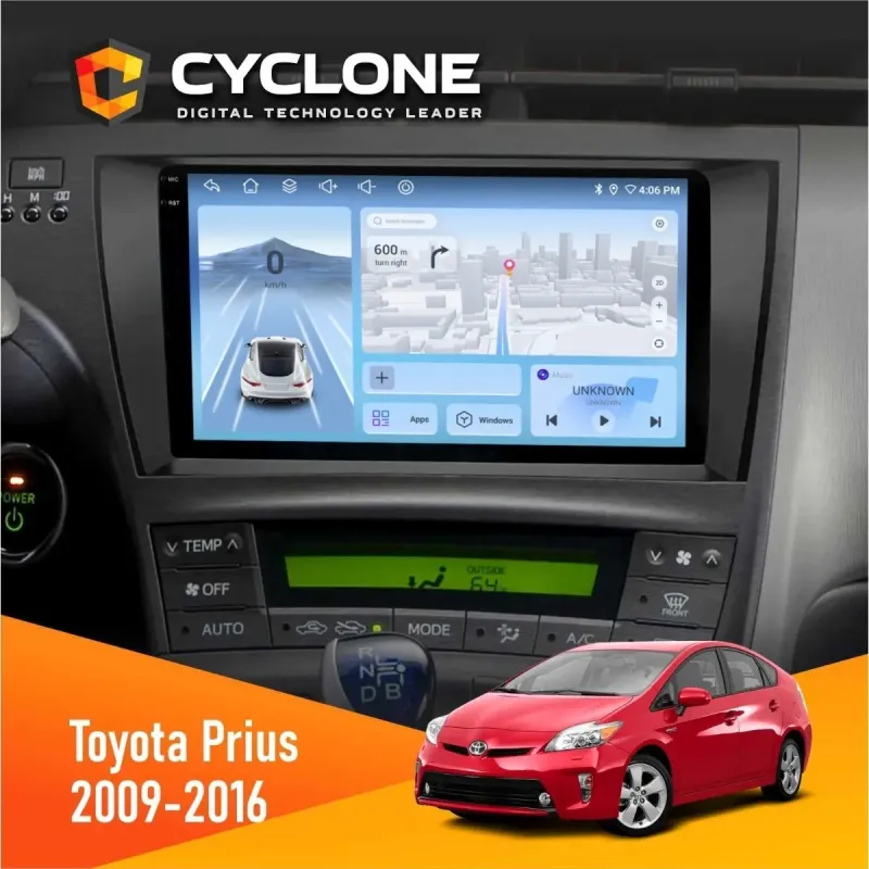 Штатна магнітола Toyota Prius 2009-2016 Black CYCLONE C9-009 4X64, DSP, 4G, 2K