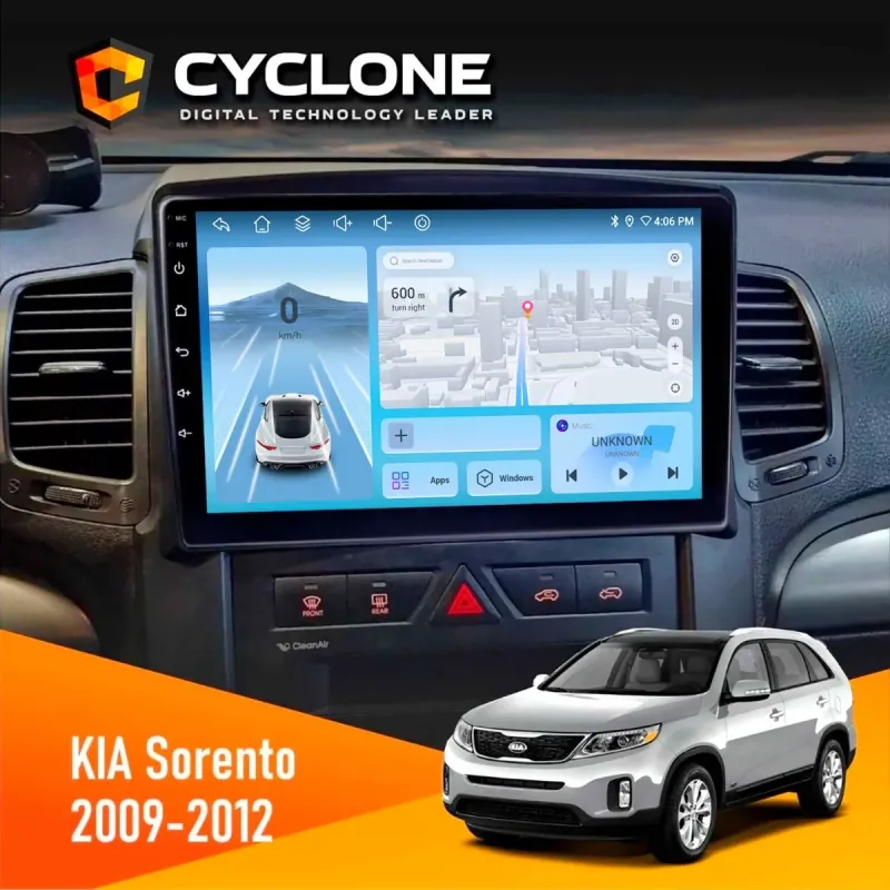 Штатна магнітола KIA Sorento 2009-2012 CYCLONE C10-005 4X64, 4G, DSP, 2K