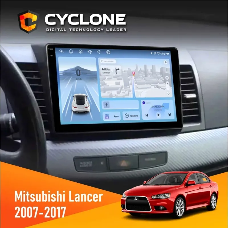 Штатна магнітола Mitsubishi Lancer X 2007-2017 AMP Rockford CYCLONE C10-005 4X64, 4G, DSP, 2K
