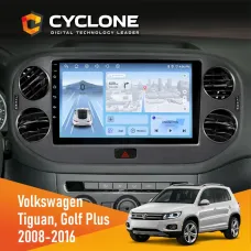 Штатна магнітола Volkswagen Tiguan, Golf Plus 2008-2016 Black CYCLONE C10-012 4X64 DSP 4G