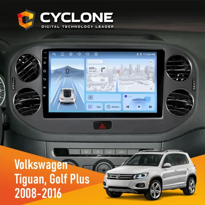 Штатна магнітола Volkswagen Tiguan, Golf Plus 2008-2016 Black CYCLONE C10-005 4X64, 4G, DSP, 2K