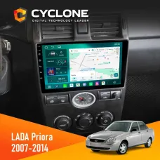 Штатна магнітола Lada Priora Black 2007-2014 CYCLONE C9-013 4X64 DSP 4G