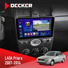 Штатна магнітола Lada Priora Black 2007-2014 DECKER D9-005 4X64, DSP, 360, 4G, 2K