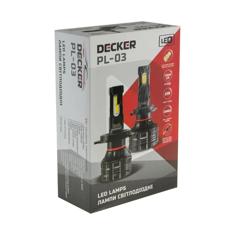 Світлодіодна лампа DECKER PL-03 H4 H/L 5000K