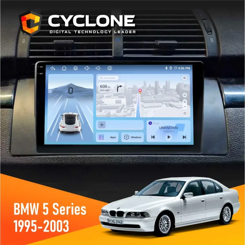 Штатна магнітола BMW 5 Series (E39) 1995-2003 CYCLONE C9-009 4X64, DSP, 4G, 2K