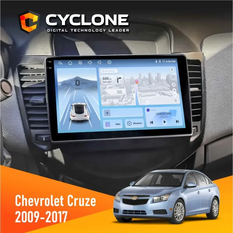 Штатна магнітола Chevrolet Cruze 2009-2018 CYCLONE C9-009 4X64, DSP, 4G, 2K