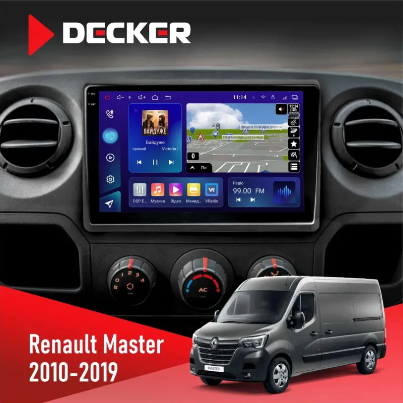 Штатна магнітола Renault Master 2010-2019 DECKER D10-005 4X64, DSP, 360, 4G, 2K