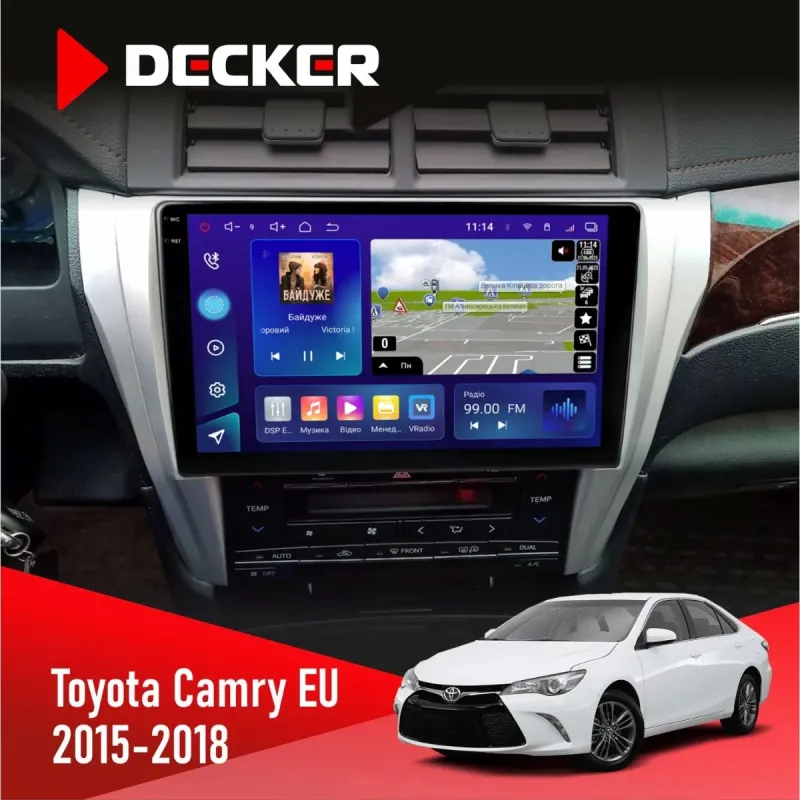 Штатна магнітола Toyota Camry 2015-2018 EU DECKER D10-005 4X64, DSP, 360, 4G, 2K