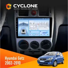 Штатна магнітола Hyundai Getz 2002-2010 Black CYCLONE C9-012 4X64 DSP 4G