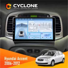 Штатна магнітола Hyundai Accent 2006-2012 Black CYCLONE C9-012 4X64 DSP 4G
