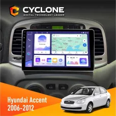 Штатна магнітола Hyundai Accent 2006-2012 Black CYCLONE C9-011 4X64, DSP
