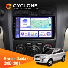 Штатна магнітола Hyundai Santa Fe 2000-2006 CYCLONE C9-011 4X64, DSP