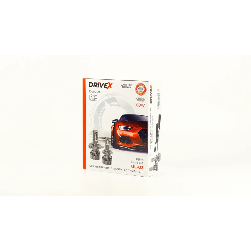LED лампи автомобільні DriveX UL-01 H4/H19 5.5K 65W CAN