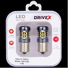 Світлодіоди в габаритні вогні. Підсвітку номера та салона DriveX Glow X1 S25(1) Amber 12-24V 10W CAN 1200Lm 1156/P21W BA15S d-15mm к-т.