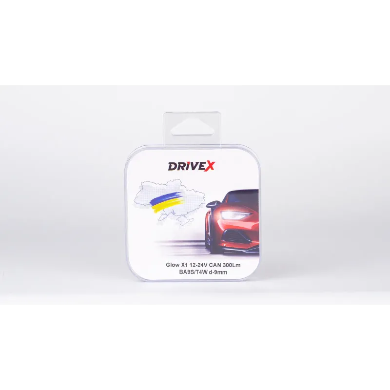 Світлодіоди в габаритні вогні. Підсвітку номера та салона DriveX Glow X1 T8 12-24V CAN 300Lm BA9S/T4W d-9mm к-т.