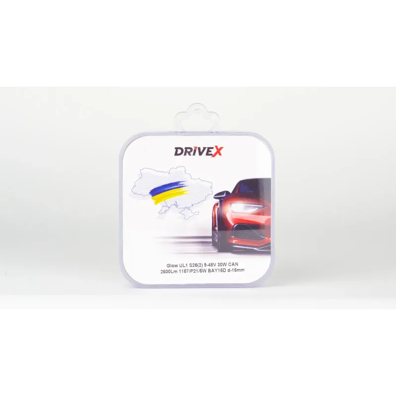 Світлодіоди в габаритні вогні. Підсвітку номера та салона DriveX Glow UL1 S25(2) 9-48V 30W CAN 2600Lm 1157/P21/5W BAY15D d-15mm к-т.