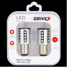 Світлодіоди в габаритні вогні. Підсвітку номера та салона DriveX Glow UL1 S25(2) 9-48V 30W CAN 2600Lm 1157/P21/5W BAY15D d-15mm к-т.
