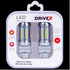 Світлодіоди в габаритні вогні. Підсвітку номера та салона DriveX Glow UL2 T25(2) 12V 15W CAN 2600Lm 3157/P27/7W base-16mm USA к-т.