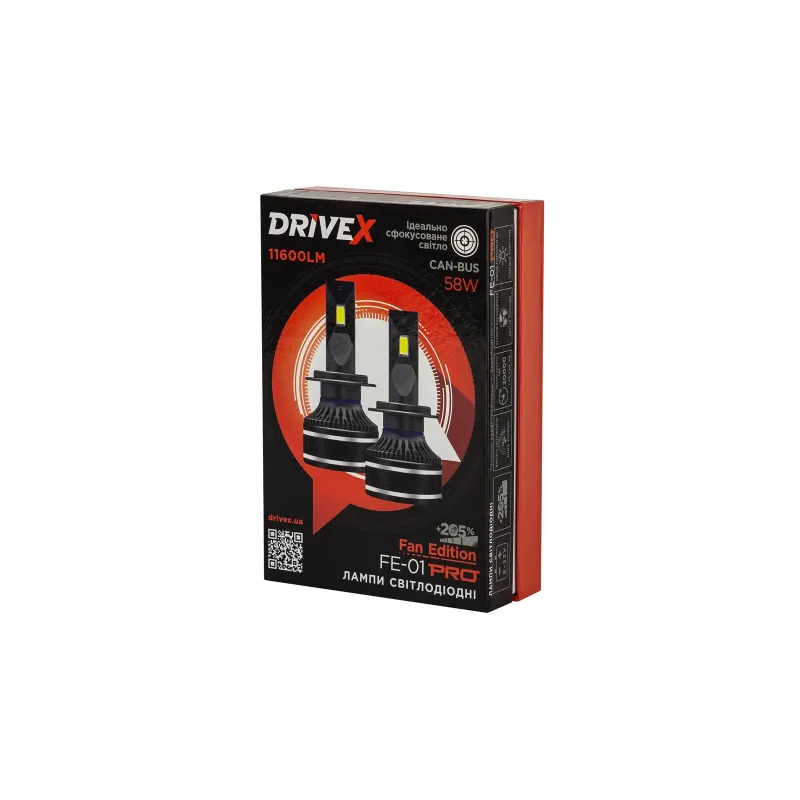 LED лампи автомобільні DriveX FE-01 PRO H1 58W CAN 9-16V 6K