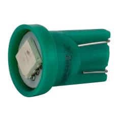 Світлодіоди в габаритні вогні. підсвітку номера та в салон T10-244 Green 12V 0.3W 12Lm W5W base-10mm C