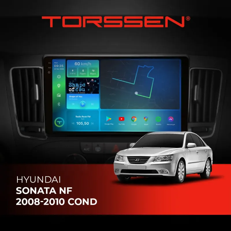 Штатна магнітола Torssen 2K Hyundai Sonata NF 08-10 cond FL9 4+64Gb 4G Carplay DSP