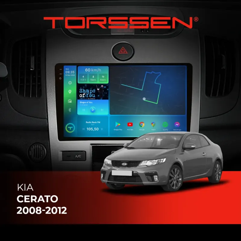 Штатна магнітола Torssen 2K KIA Cerato 08-12 FL9 4+64Gb 4G Carplay DSP