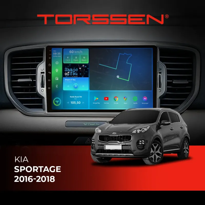 Штатна магнітола Torssen 2K KIA Sportage 2016-2018 FL9 4+64Gb 4G Carplay DSP