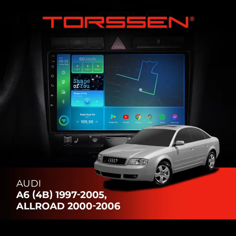 Штатна магнітола Torssen Audi A6 (4B) 97-05,Allroad 00-06 FL9 4+64Gb 4G Carplay DSP