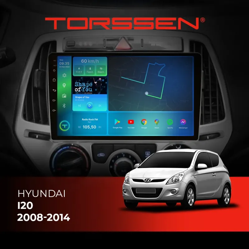 Штатна магнітола Torssen Hyundai I20 08-14 FL9 4+64Gb 4G Carplay DSP