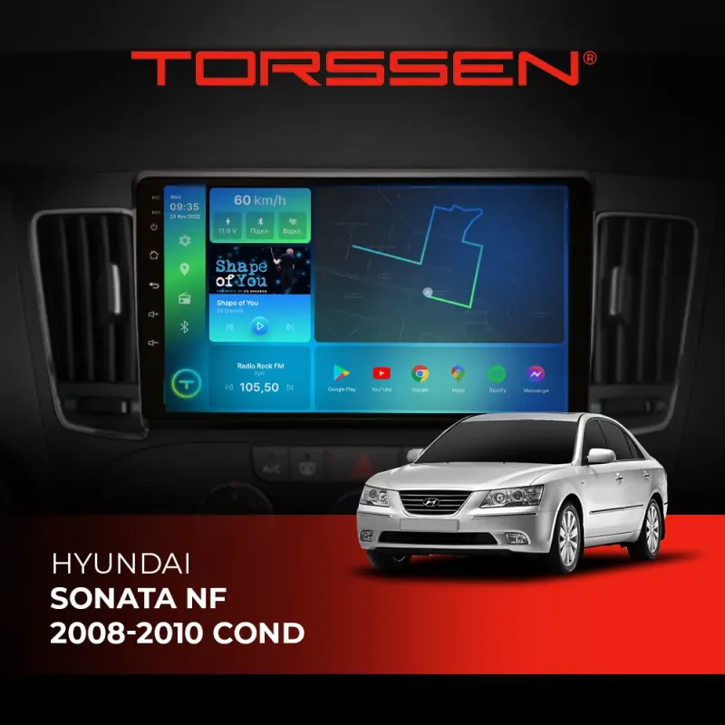 Штатна магнітола Torssen Hyundai Sonata NF 08-10 cond FL9 4+64Gb 4G Carplay DSP