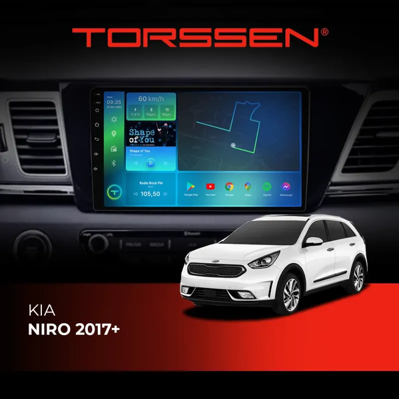 Штатна магнітола Torssen KIA Niro 2017+ FL9 4+64Gb 4G Carplay DSP