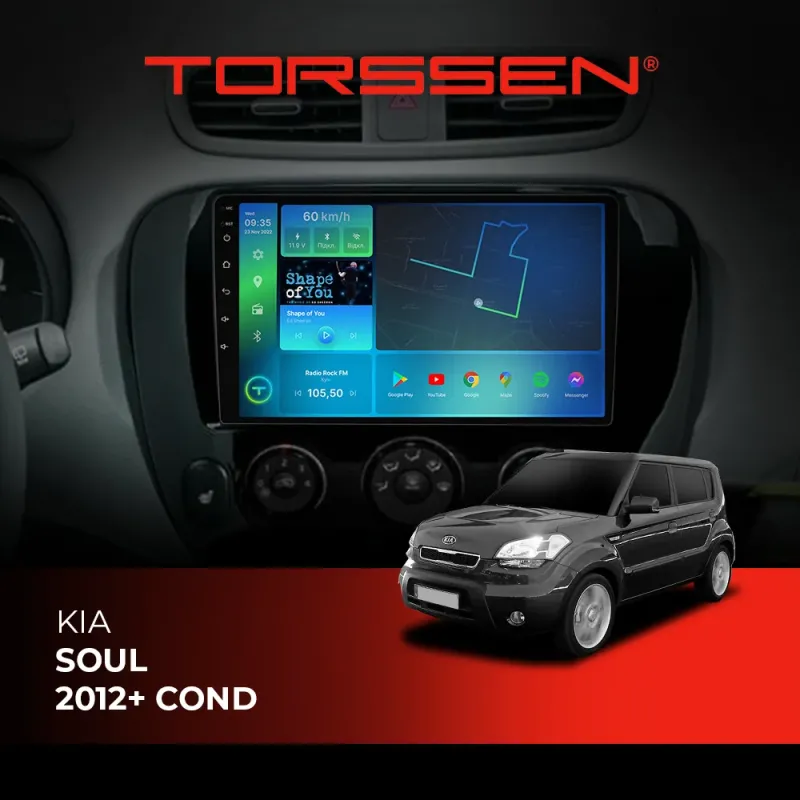 Штатна магнітола Torssen KIA Soul 2012+ cond FL9 4+64Gb 4G Carplay DSP