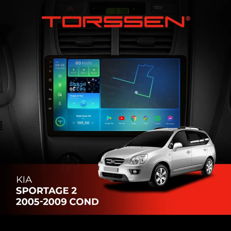 Штатна магнітола Torssen KIA Sportage 2 05-09 conditioneer FL9 4+64Gb 4G Carplay DSP