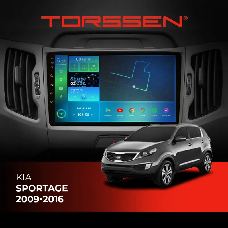 Штатна магнітола Torssen KIA Sportage 2009-2016 FL9 4+64Gb 4G Carplay DSP