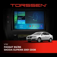 Штатна магнітола Torssen 2K VW Passat B5,Skoda Superb 01-08 F96128 4G Carplay DSP