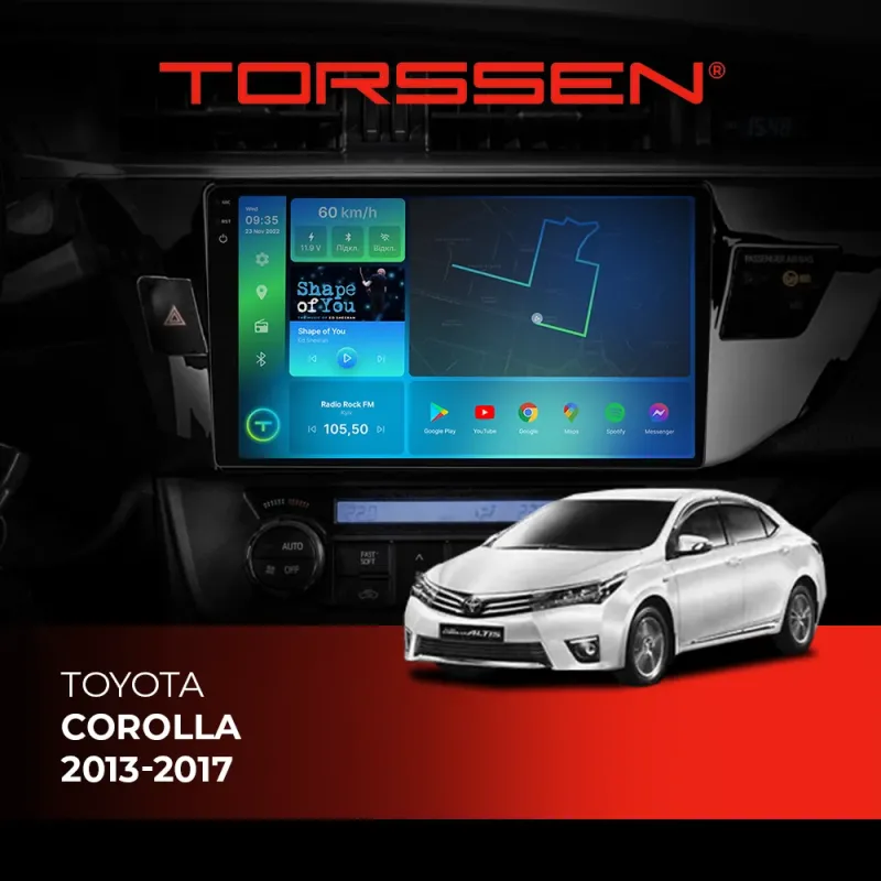 Штатна магнітола Torssen 2K Toyota Corolla 2013-2017 F106128 4G Carplay DSP