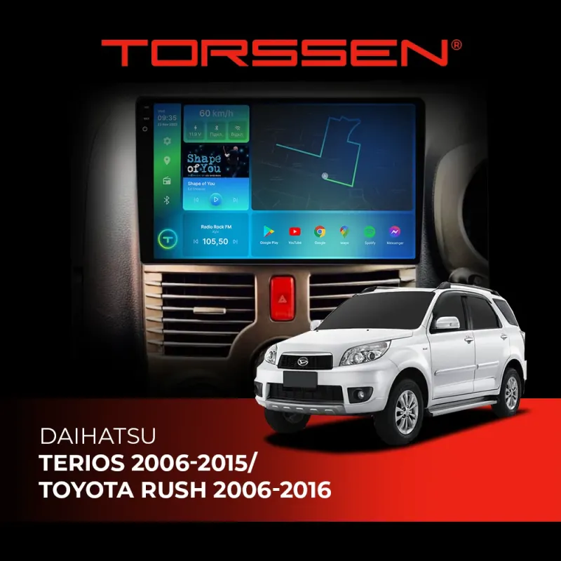 Штатна магнітола 2K Torssen Daihatsu Terios 06-15/Toyota Rush 06-16 F96128 4G Carplay DSP