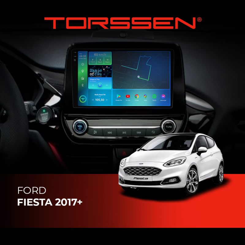 Штатна магнітола Torssen Ford Fiesta 2017+ FL10 4+64Gb 4G Carplay DSP