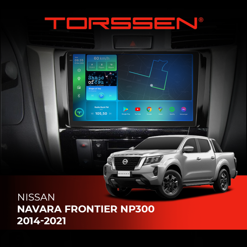 Штатна магнітола Torssen 2K Nissan Navara Frontier NP300 2014-2021 FL9 4+64Gb 4G Carplay DSP